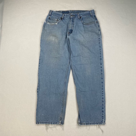 Vintage Levis Jeans 550 Sz 33x29 Light Wash Relaxed Fit Straight Leg Distressed - Picture 1 of 12